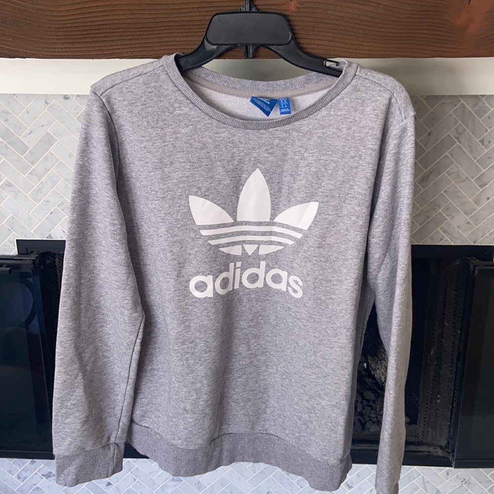 ADIDAS SIZE L GRAY CREWNECK